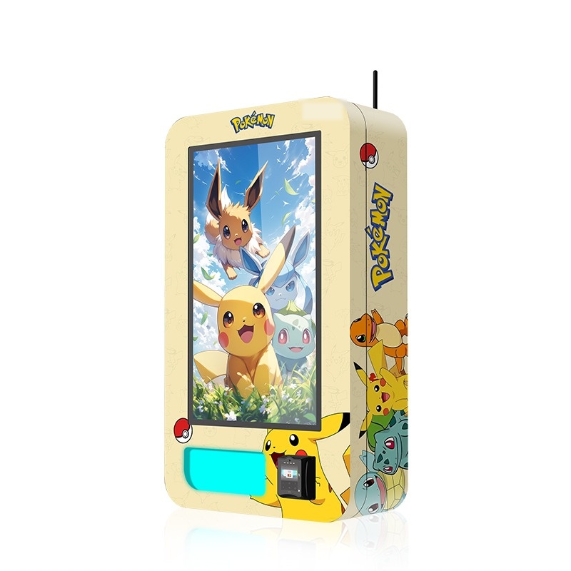 Kortautomat med touchskærm, der sælger samlerkort og Pokémon-kort