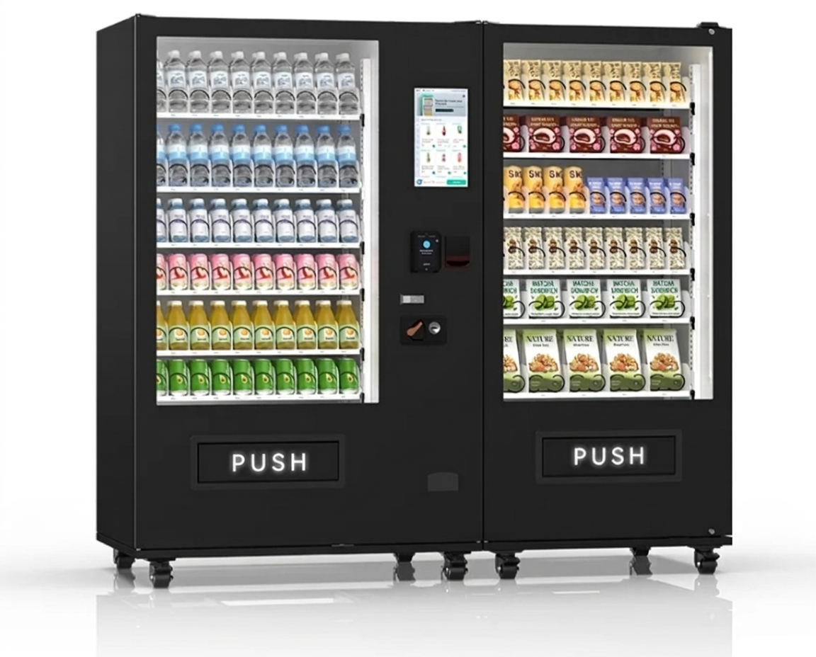 Combi-varuautomat med dubbelskåp för dryck och snacks